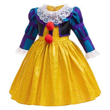 Movie IT Pennywise Kids Children Yellow Dress Cosplay Costume Outfits Halloween Carnival Suit